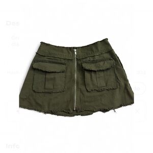 Olive Green Women's Skirt with Pockets